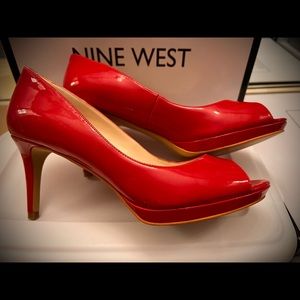 Beautiful Red Nine West Peep Toes
